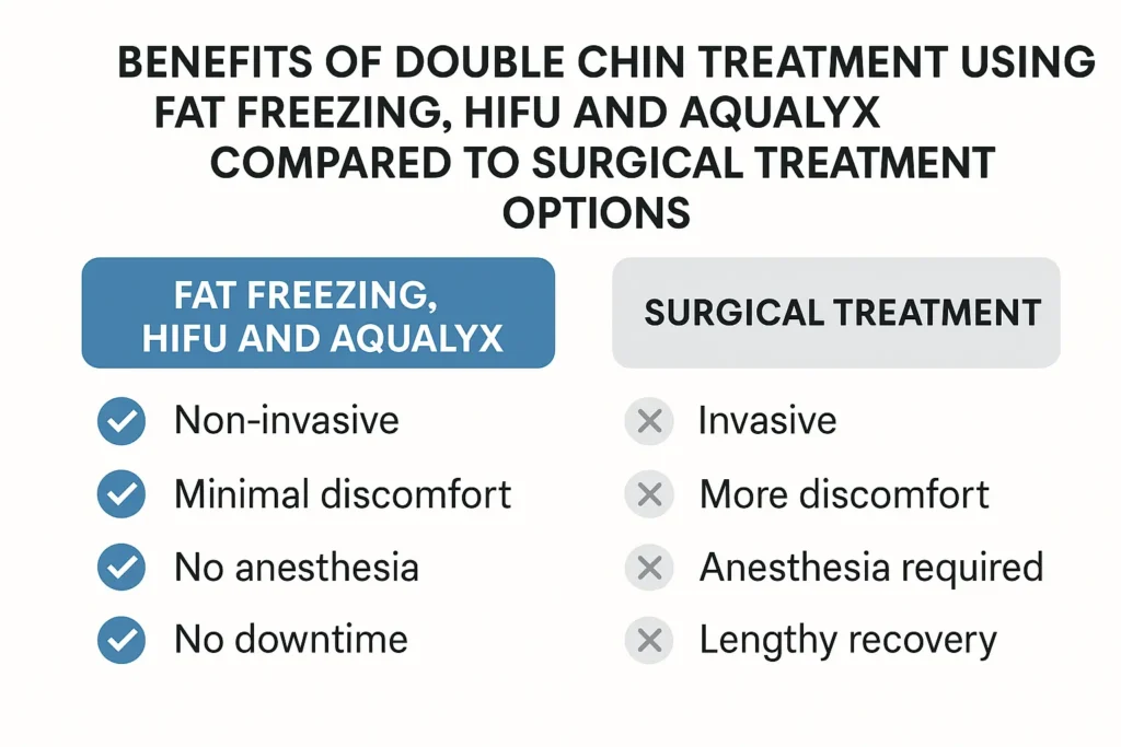 Graphic about the benefits of double chin treatment Kentish Town - from LA LIPO