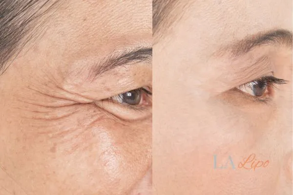 Before and after results of woman - HI-fu wrinkles reduction treatment Kentish Town